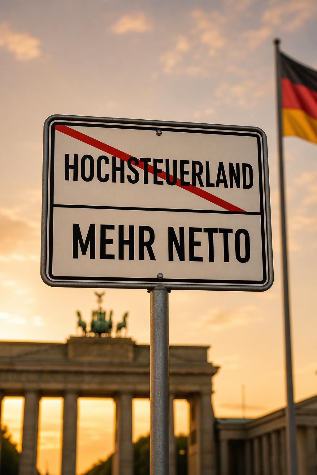 Ortsausgangsschild Hochsteuerland – Mehr Netto